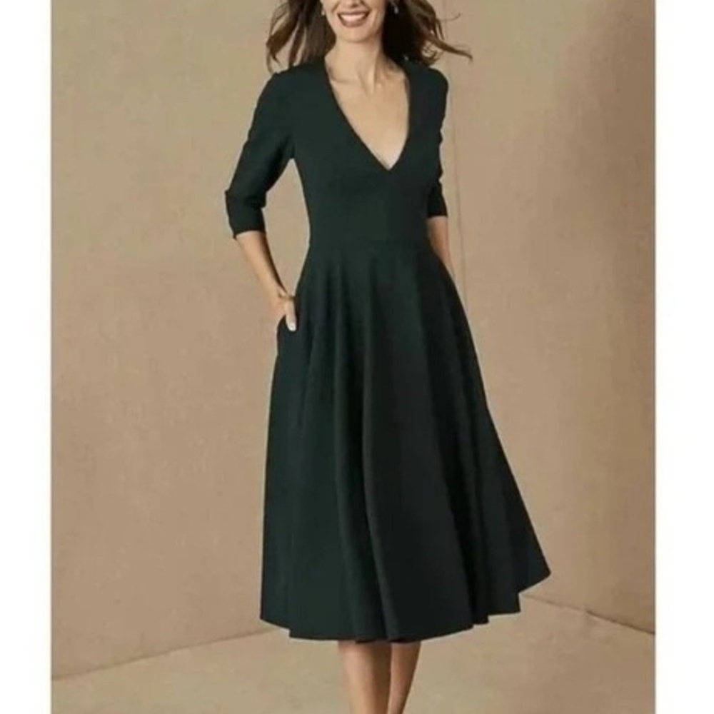 BHLDN Dark Green Midi Dress